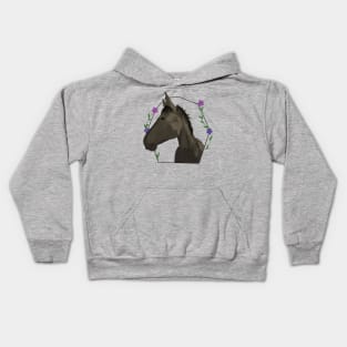 Horse with flowers Kids Hoodie